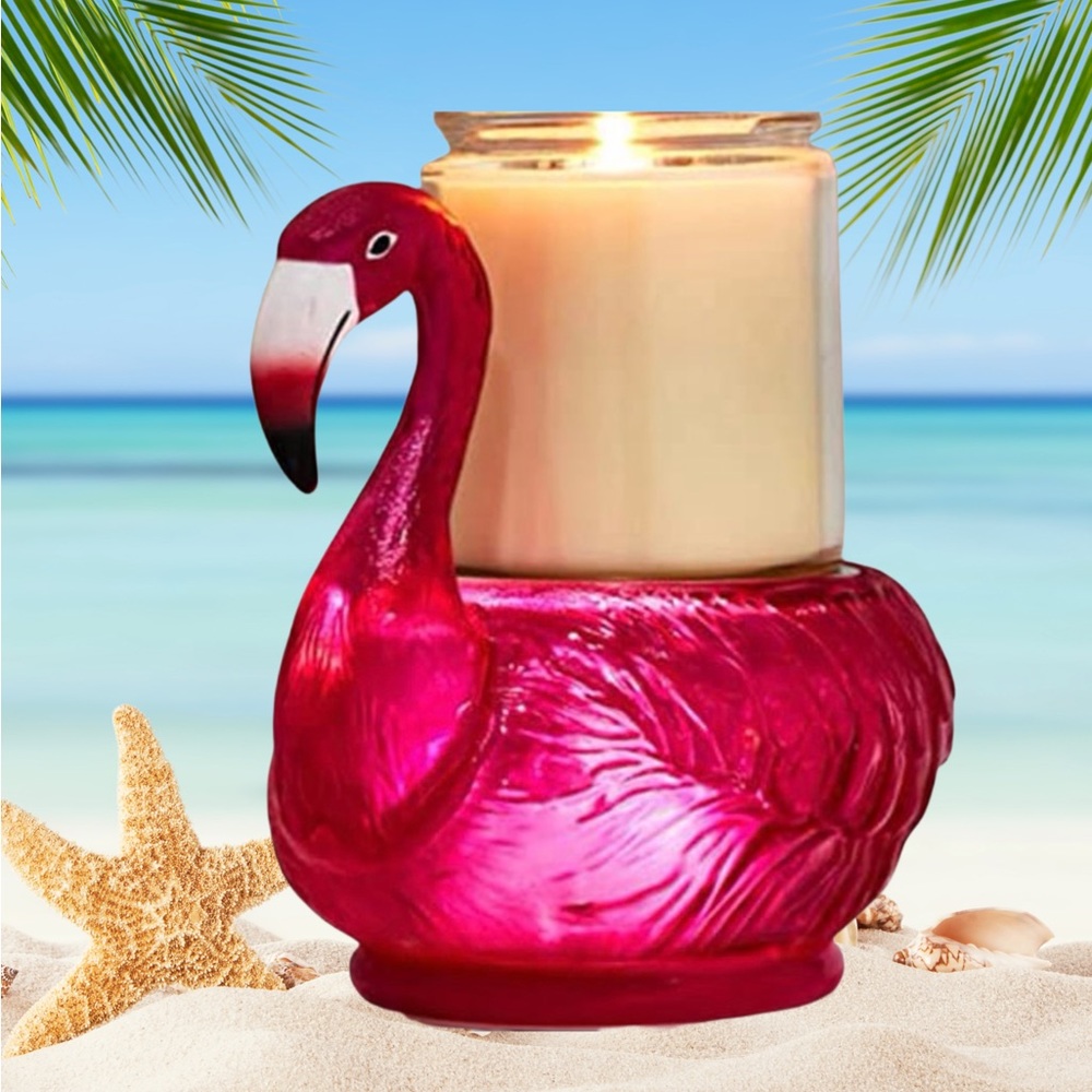 Bath & Body Works Pink Flamingo Water Globe 3-Wick Light Up Candle Holder